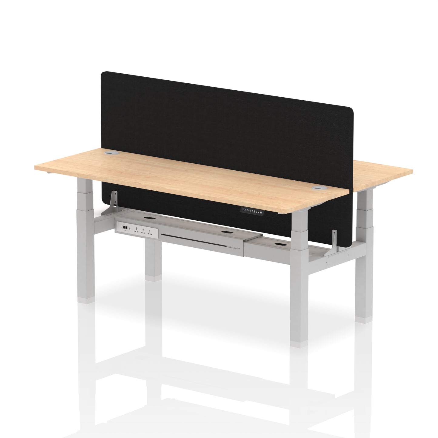 Dynamic Office Solutions Slimline Height Adjustable Standing Desk - 2 Person with Black Straight Screen