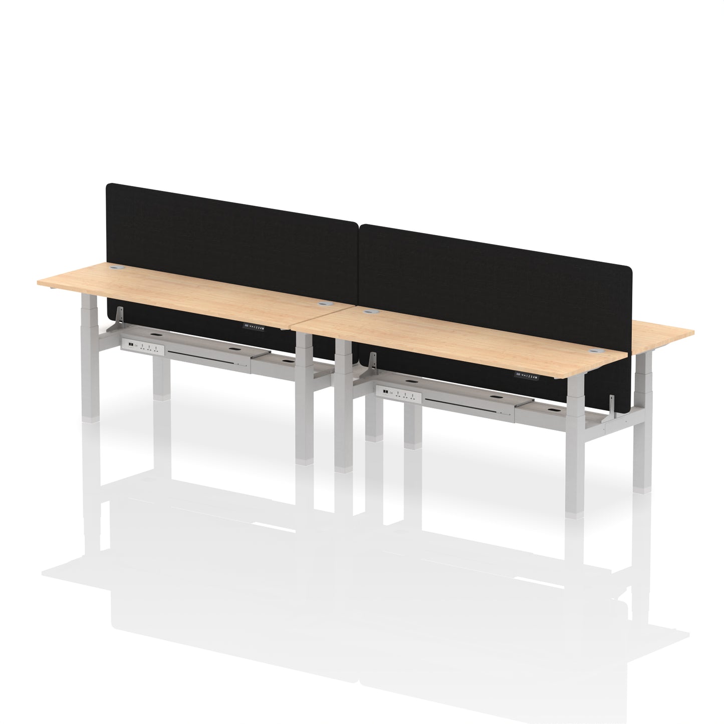 Dynamic Office Solutions Slimline Height Adjustable Standing Desk - 4 Person with Black Straight Screen