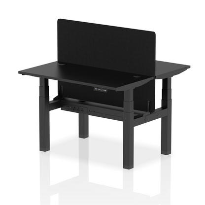 Dynamic Office Solutions Slimline Height Adjustable Standing Desk - 2 Person with Black Straight Screen