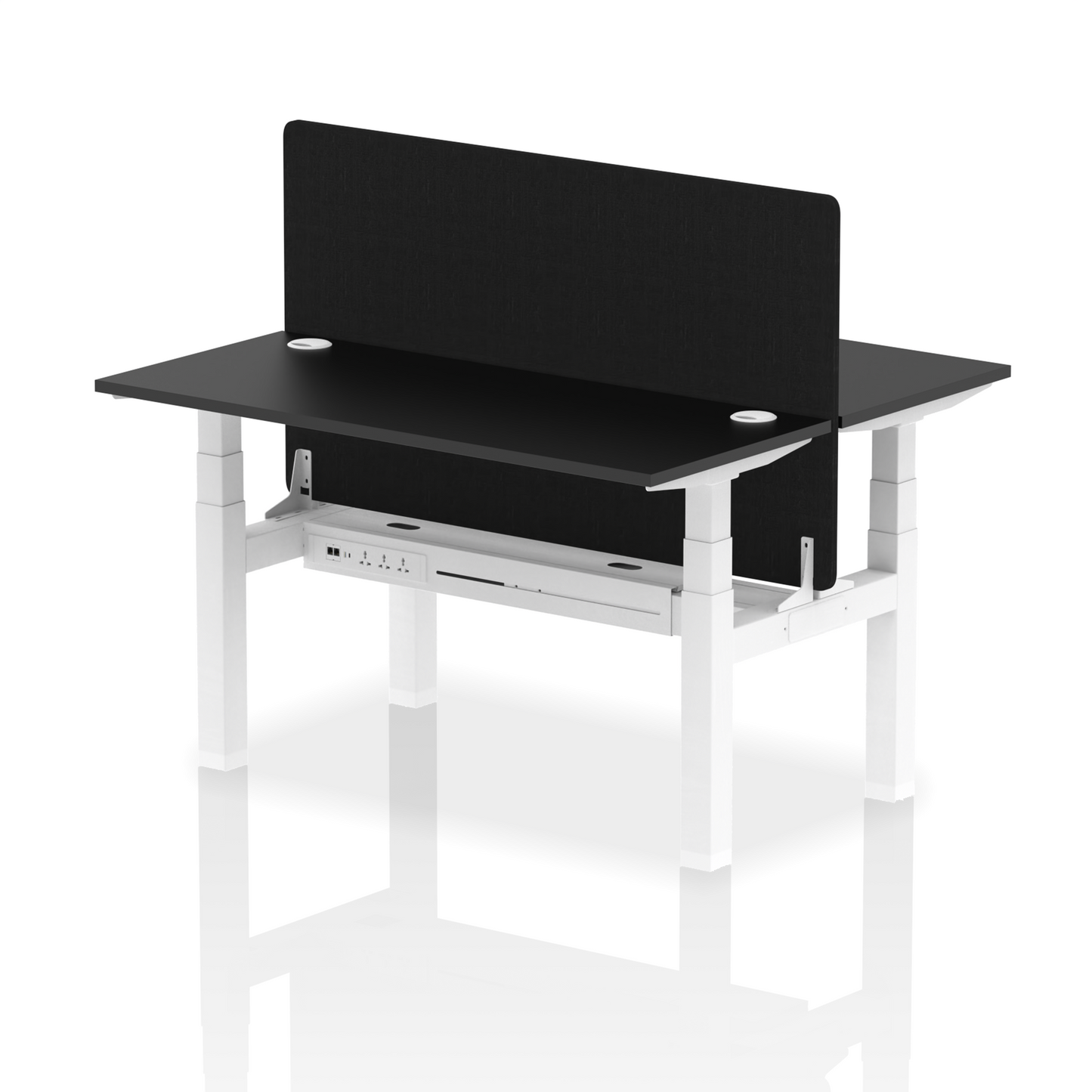 Dynamic Office Solutions Slimline Height Adjustable Standing Desk - 2 Person with Black Straight Screen