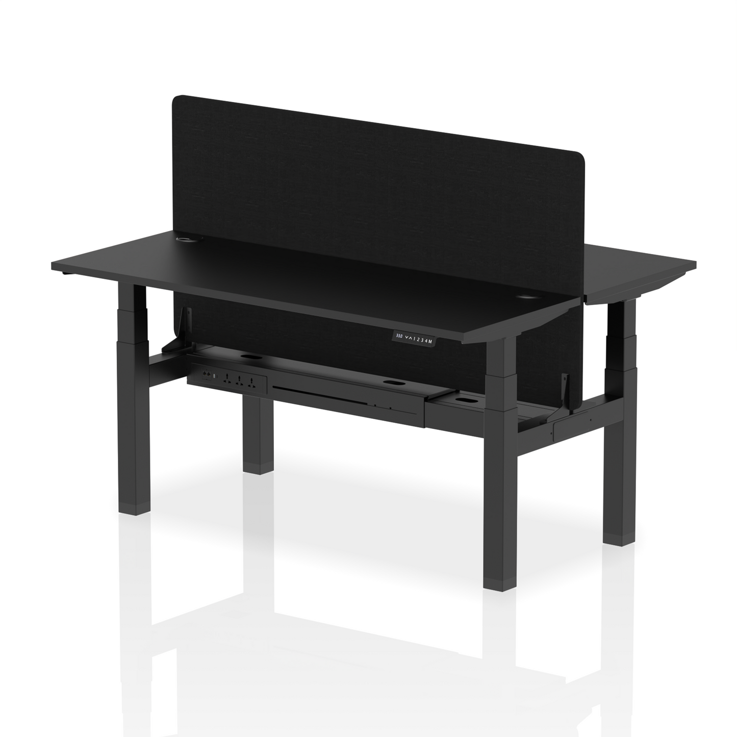 Dynamic Office Solutions Slimline Height Adjustable Standing Desk - 2 Person with Black Straight Screen