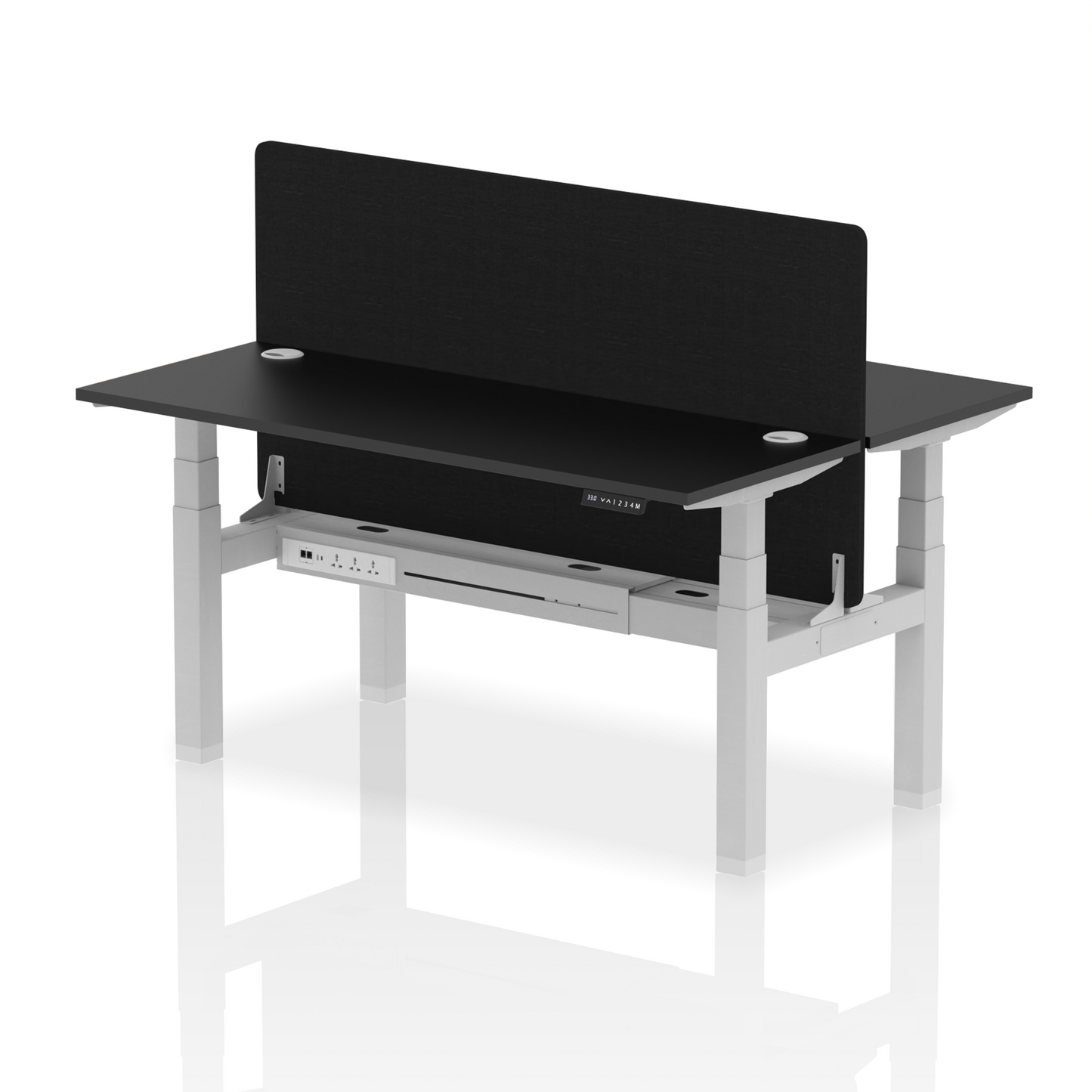 Dynamic Office Solutions Slimline Height Adjustable Standing Desk - 2 Person with Black Straight Screen