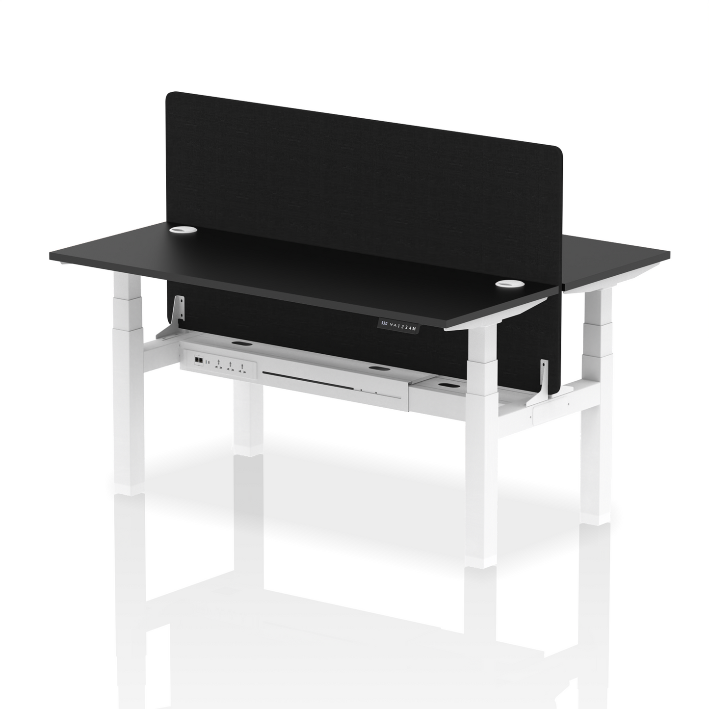 Dynamic Office Solutions Slimline Height Adjustable Standing Desk - 2 Person with Black Straight Screen