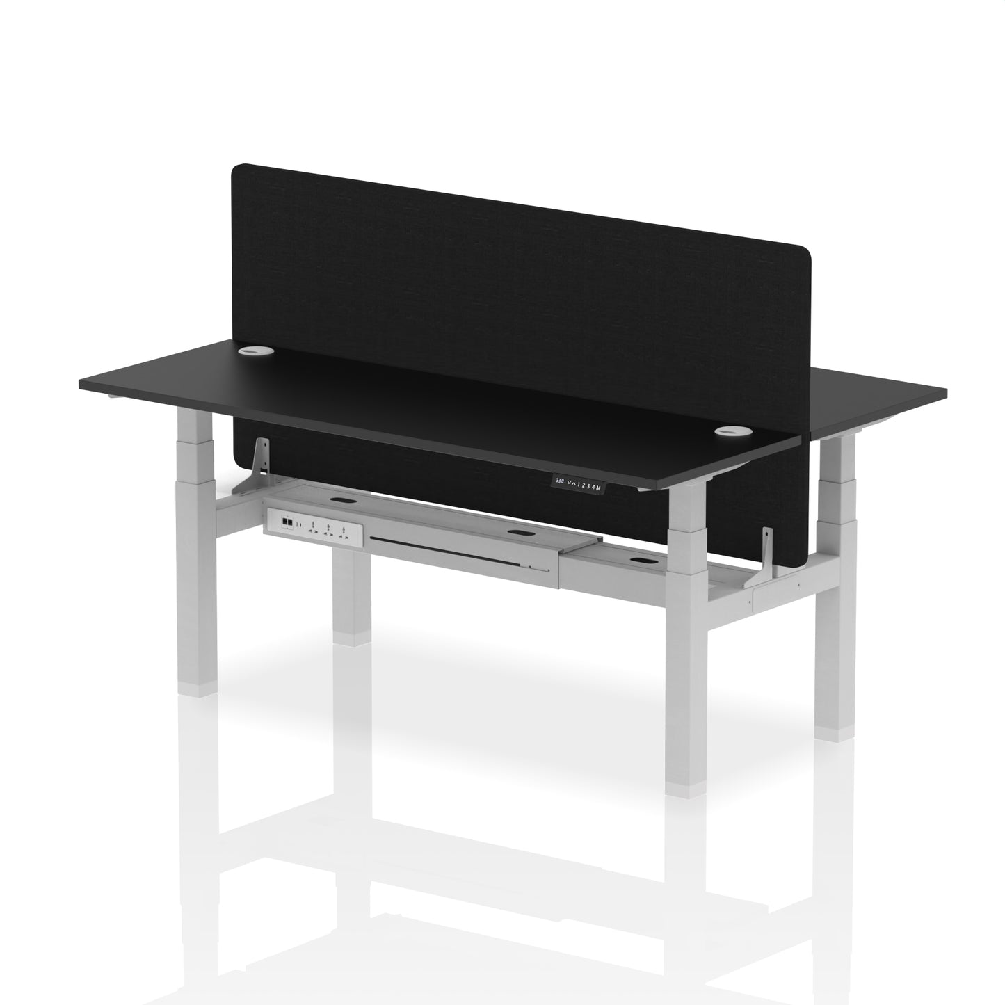 Dynamic Office Solutions Slimline Height Adjustable Standing Desk - 2 Person with Black Straight Screen