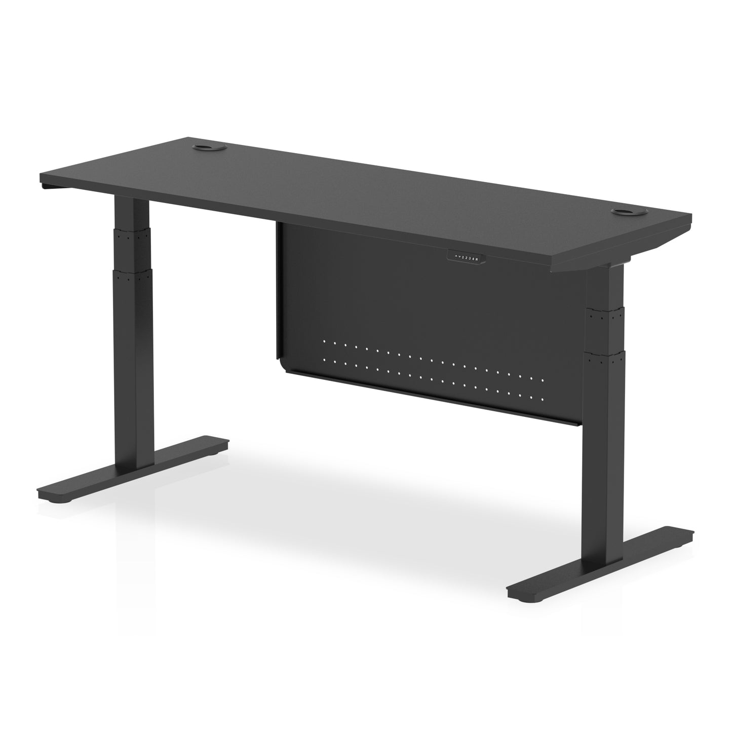 Air Height Adjustable Slimline Desk With Cable Ports With Steel Modesty Panel