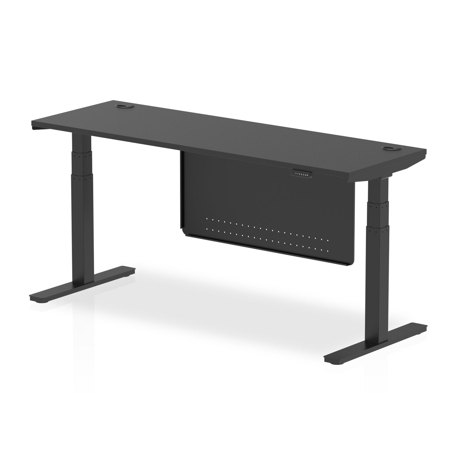 Air Height Adjustable Slimline Desk With Cable Ports With Steel Modesty Panel