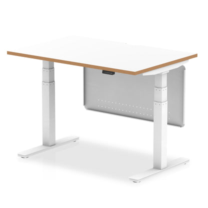 Dynamic Office Solutions Oslo Air White Height Adjustable Standing Desk with Steel Modesty Panel