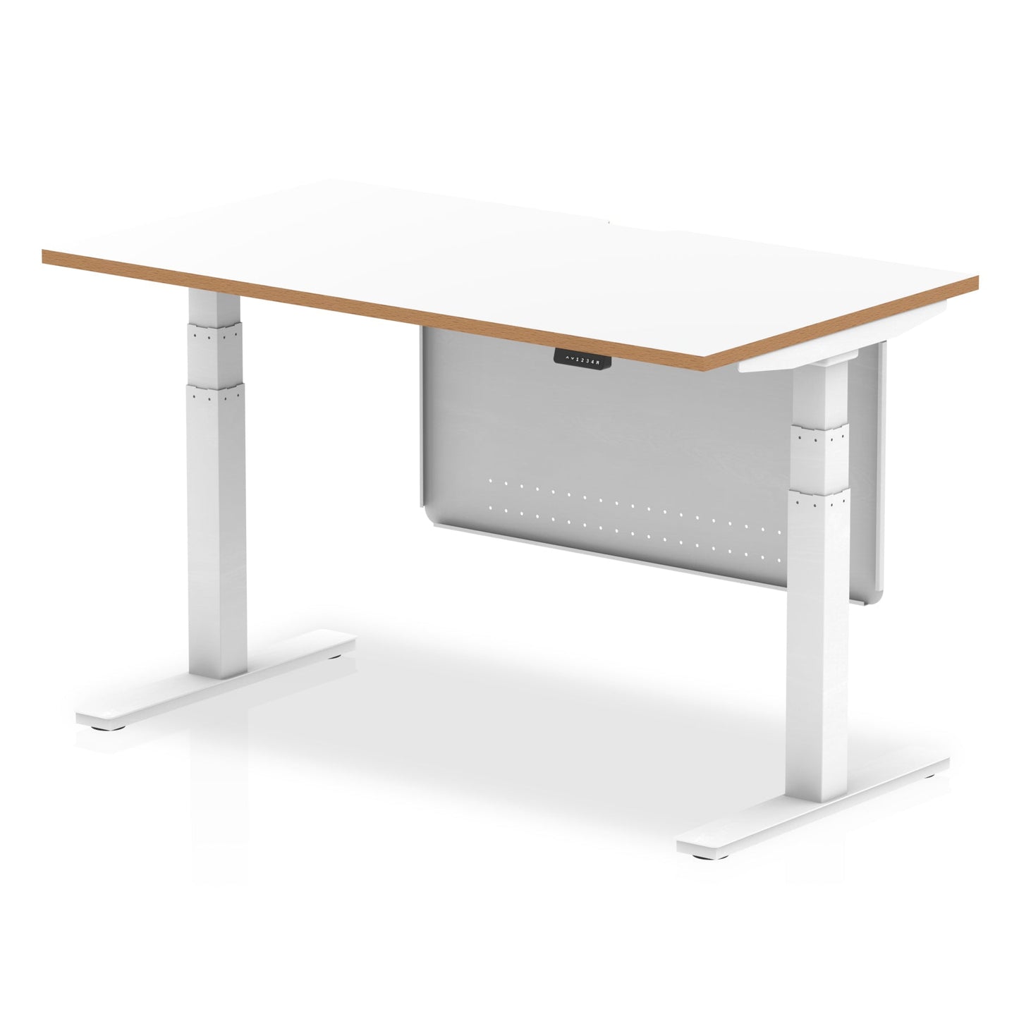 Dynamic Office Solutions Oslo Air White Height Adjustable Standing Desk with Steel Modesty Panel