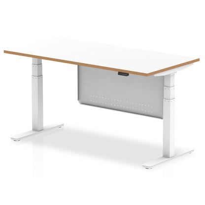 Dynamic Office Solutions Oslo Air White Height Adjustable Standing Desk with Steel Modesty Panel