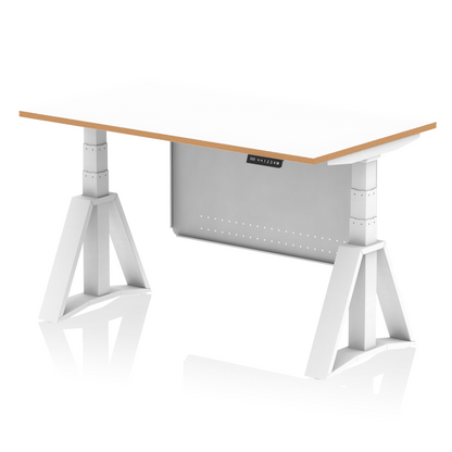 Dynamic Office Solutions Oslo Air White Height Adjustable Standing Desk with Steel Modesty Panel