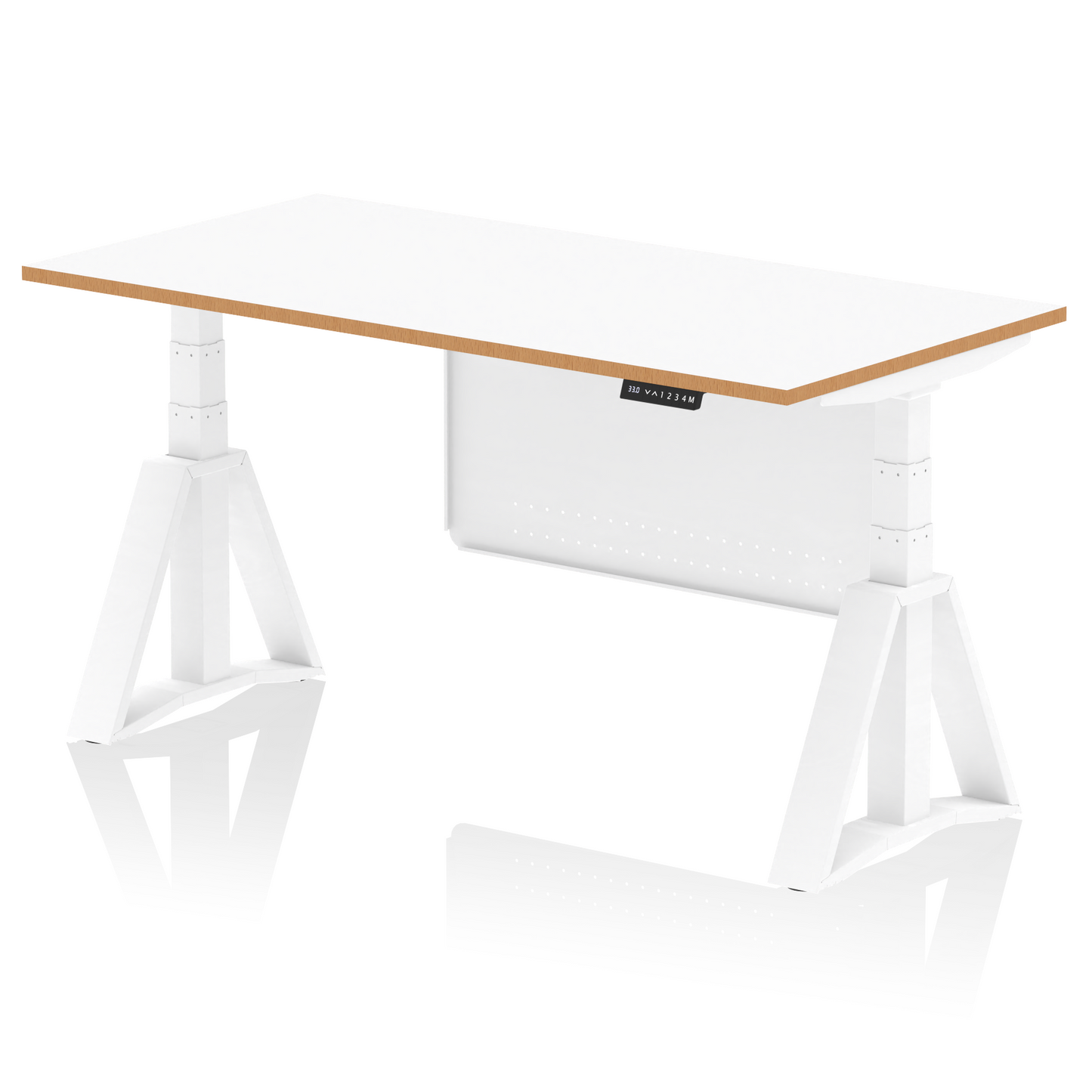 Dynamic Office Solutions Oslo Air White Height Adjustable Standing Desk with Steel Modesty Panel