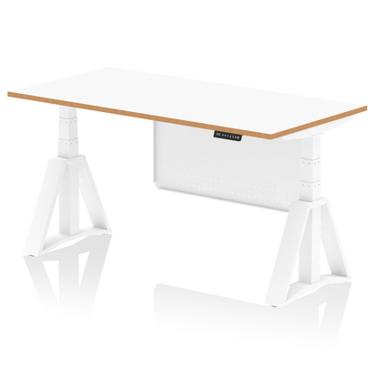 Dynamic Office Solutions Oslo Air White Height Adjustable Standing Desk with Steel Modesty Panel